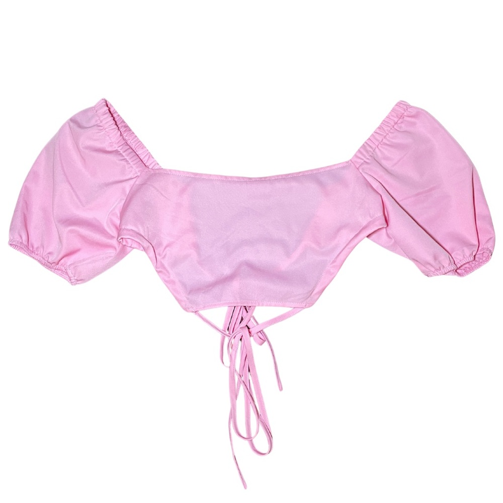 SHEIN Light Pink Puff Sleeve Crop Top
